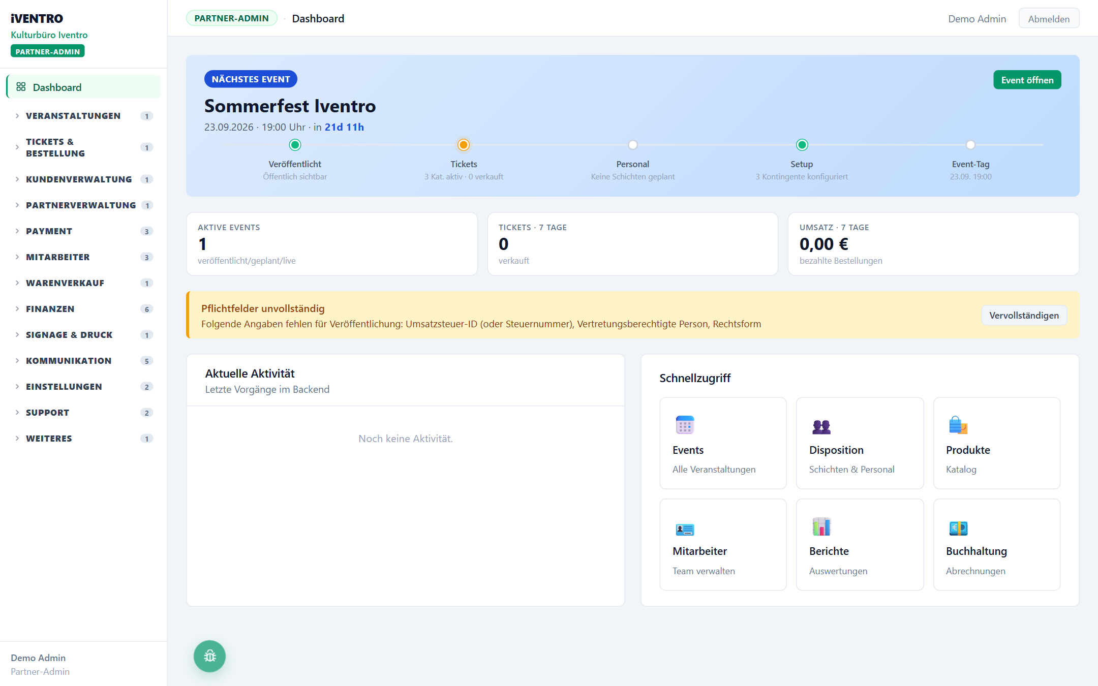 Login-Seite des Backends