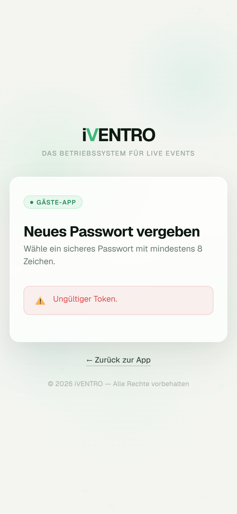 Neues Passwort vergeben